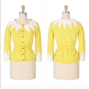 Yellow white lace Moth sweater button up cardigan